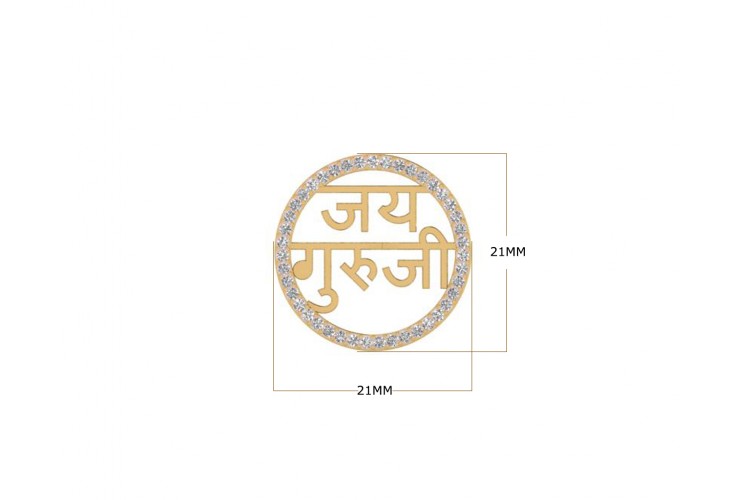 Jai Guru Ji Pendant with diamonds in 14k Gold